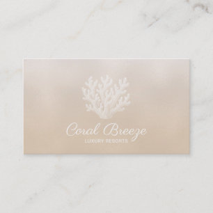 Sea Coral Silhouette   Lt Sand Pearl Business Card
