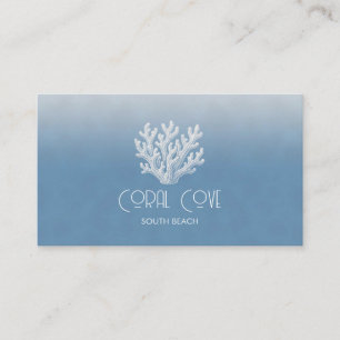 Sea Coral Silhouette Ocean Blue Business Card