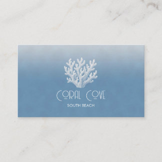Sea Coral Silhouette | Ocean Blue Business Card