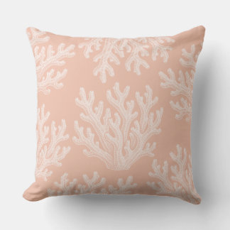 Sea Coral Silhouette Throw Pillow | Salmon Coral