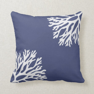 Sea Coral Silhouettes (Navy) Cushion