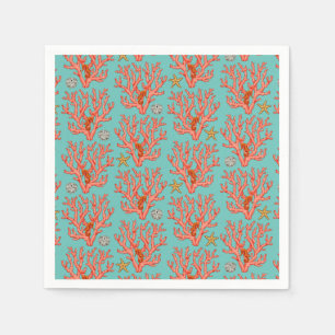 Sea coral with sea creatures  napkin