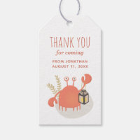 Sea crab. Nautical kids birthday party thank you