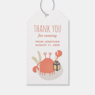 Sea crab. Nautical kids birthday party thank you Gift Tags