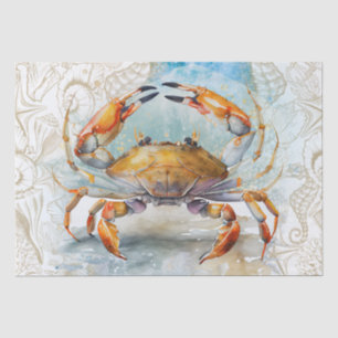 Sea Crab Shell Watercolor Tissue Paper