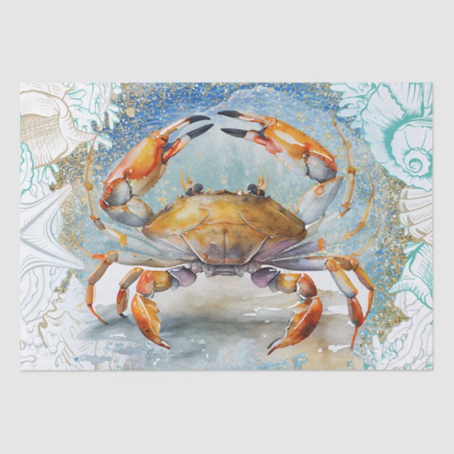 Sea Crab Shell Watercolor Tissue Paper (Front)