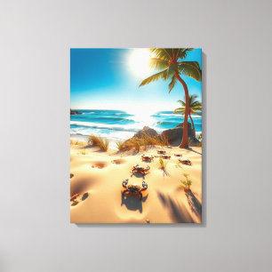 Sea  Crabs on Tropical Beach – Serene Ocea Canvas Print