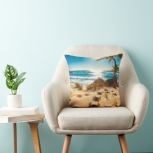 Sea  Crabs on Tropical Beach – Serene Ocea Cushion