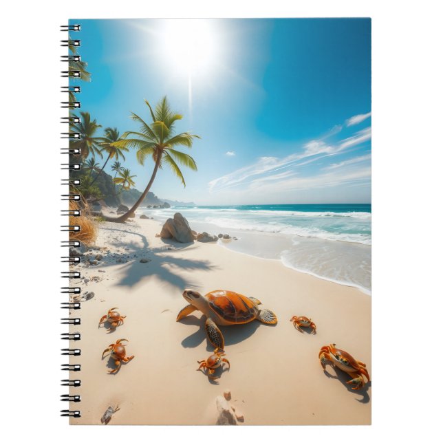 Sea  Crabs on Tropical Beach – Serene Ocea Notebook (Front)