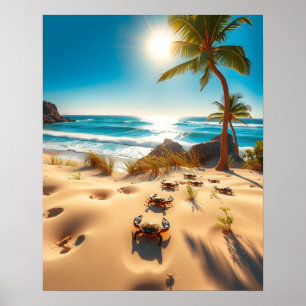 Sea Crabs on Tropical Beach – Serene Ocea Poster