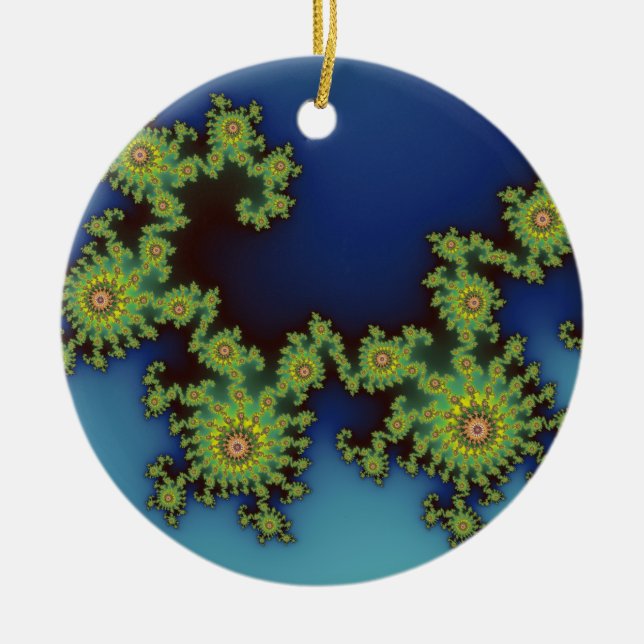 Sea Creature Christmas fractal Ceramic Tree Decoration (Front)