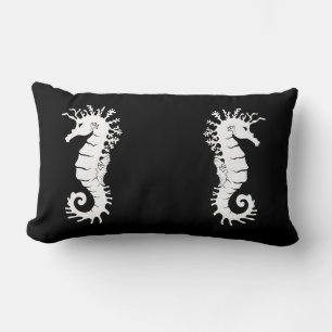 Sea Creature Silhouette - Seahorses Lumbar Cushion