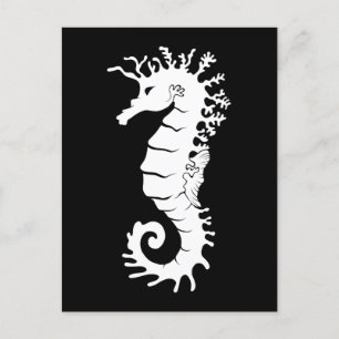 Sea Creature Silhouette - Seahorses Postcard