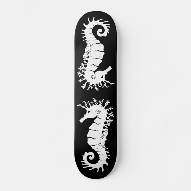 Sea Creature Silhouette - Seahorses Skateboard (Front)