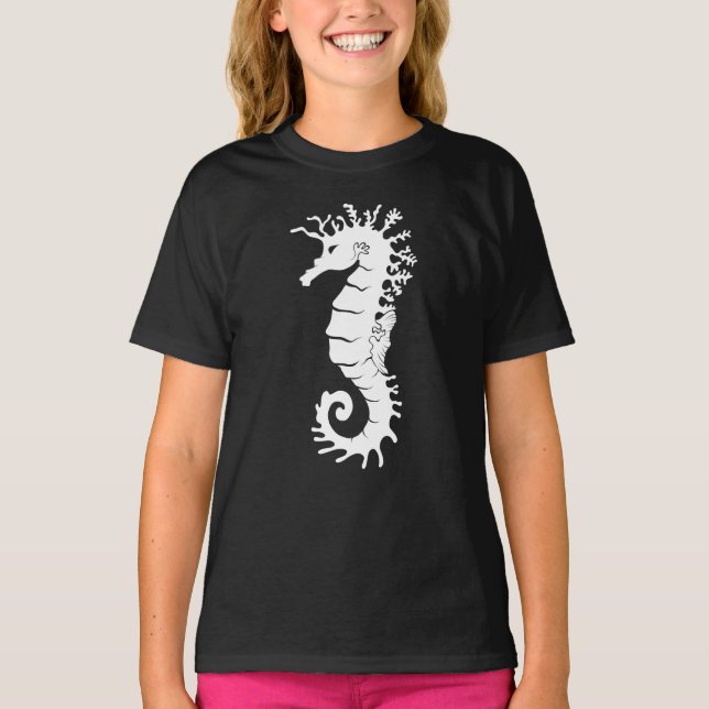 Sea Creature Silhouette - Seahorses T-Shirt (Front)