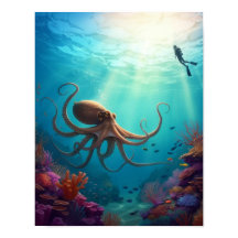 Sea creature spots a diver