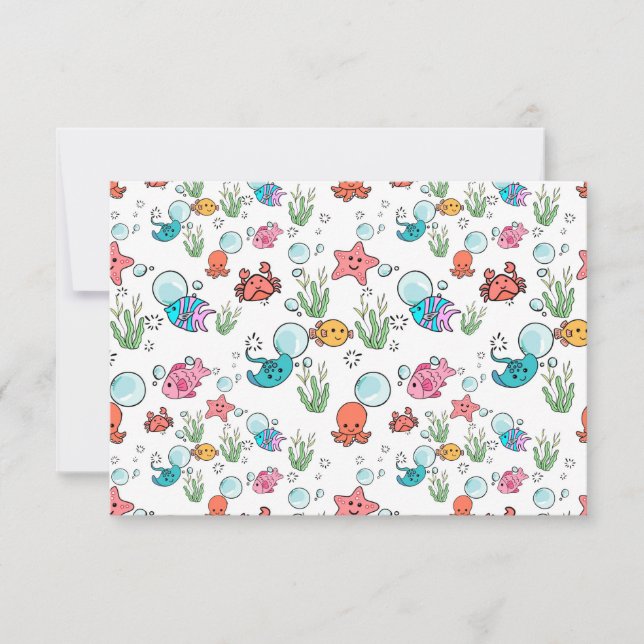Sea creature themed car. Patterned sea animals mug Thank You Card (Front)