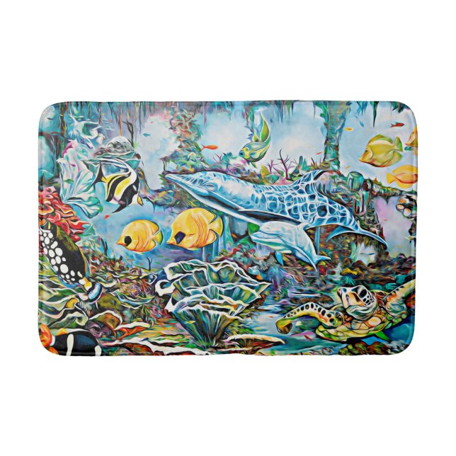 Sea Creatures Beach House Oceanic Bath Mat (Front)