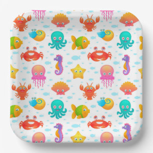 Sea Creatures Birthday Baby Shower Paper Plate