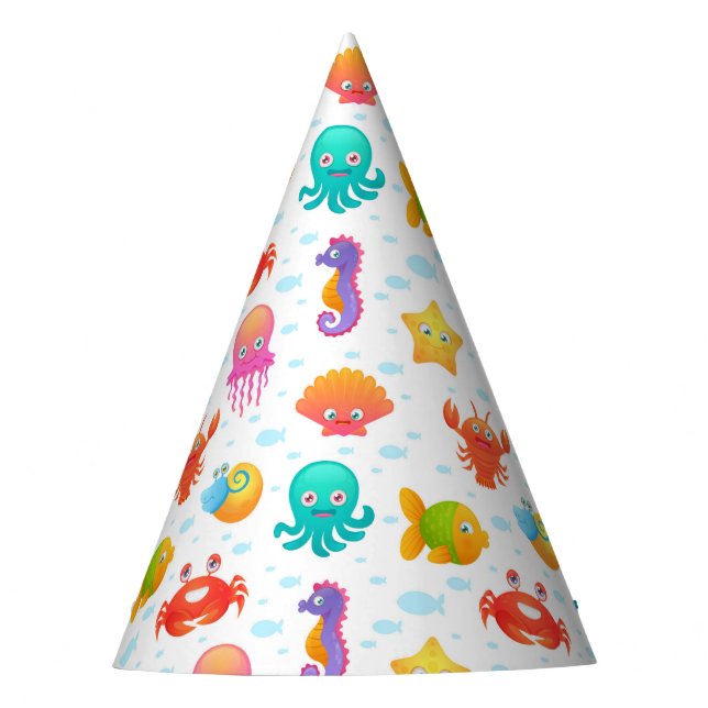 Sea Creatures Birthday Party Baby Shower Hat (Front)
