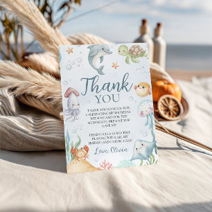 Sea Creatures Birthday Thank You Card
