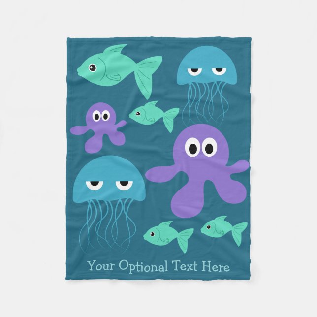 Sea Creatures custom fleece blankets (Front)