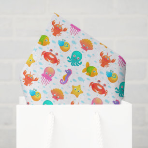 Sea Creatures Decoupage Paper, Marine Life Tissue Paper