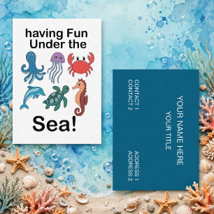 Sea Creatures Having Fun Under The Sea Aquarium Business Card