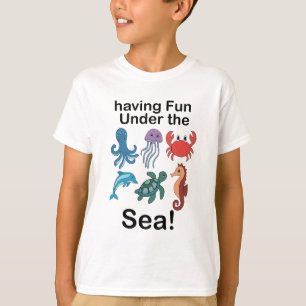 Sea Creatures Having Fun Under The Sea Birthday T-Shirt