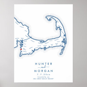 Sea Crest Wedding Navy Modern Guest Book Poster