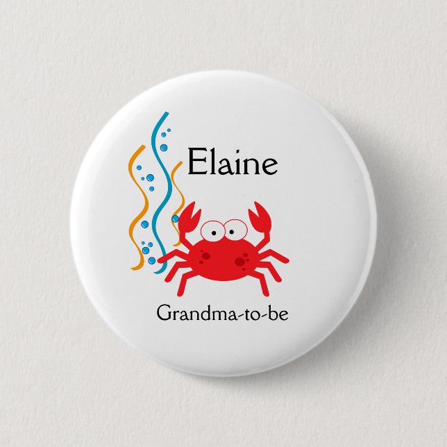 SEA CRITTERS CRAB NAME TAG Personalised Button (Front)