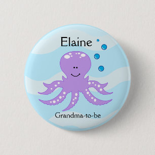 SEA CRITTERS OCTOPUS NAME TAG Personalised Button