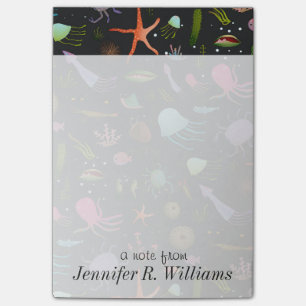 Sea Critters Pattern Add Your Name Post-it Notes