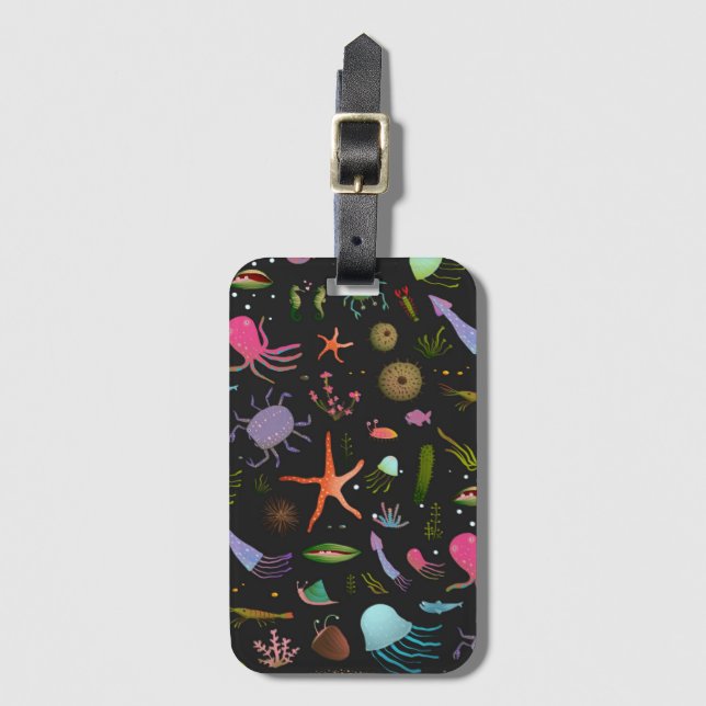 Sea Critters Pattern Luggage Tag (Front Vertical)