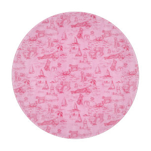 Sea Dog Toile Pink  Cutting Board