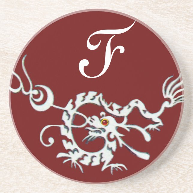 SEA DRAGON 2 MONOGRAM red white Coaster (Front)