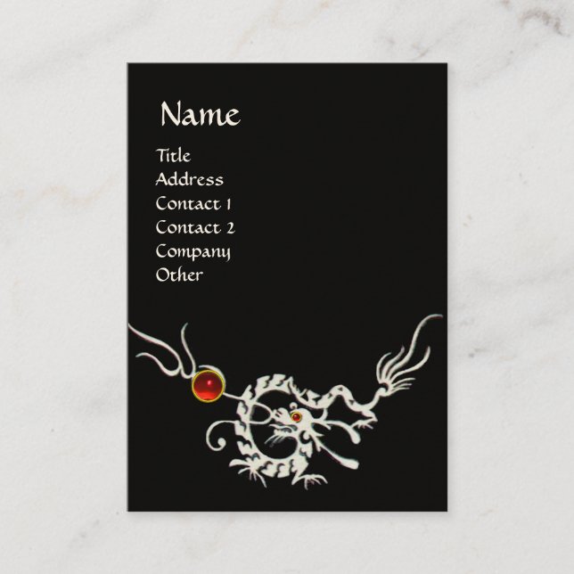 SEA DRAGON 2 RUBY MONOGRAM  black and white red Business Card (Front)
