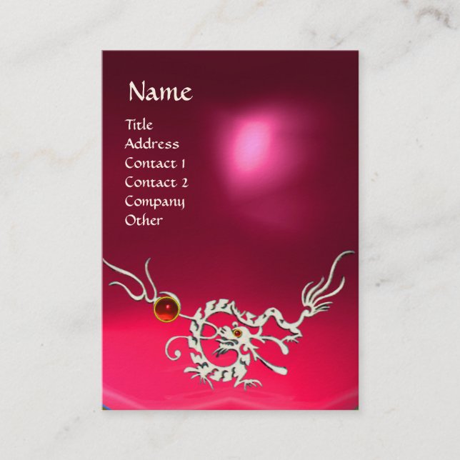 SEA DRAGON 2 RUBY MONOGRAM blue white red pink Business Card (Front)