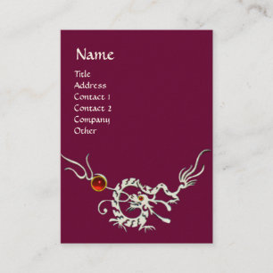 SEA DRAGON 2 RUBY MONOGRAM   white red purple Business Card