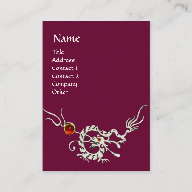 SEA DRAGON 2 RUBY MONOGRAM   white red purple Business Card (Front)