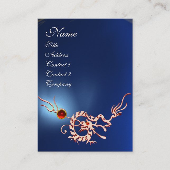 SEA DRAGON 2 SAPPHIRE  MONOGRAM blue white red Business Card (Front)