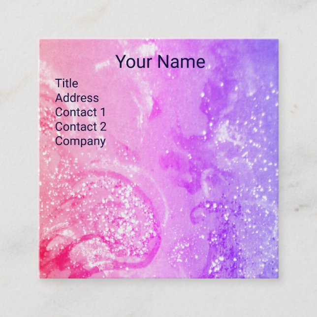 SEA DRAGON AND BLUE WAVES Fantasy Pink Purple Square Business Card (Front)