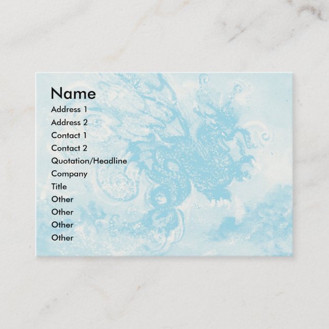 SEA DRAGON , blue yellow pink purple Business Card (Front)