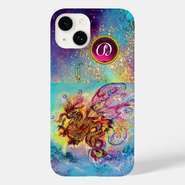 SEA DRAGON PINK PURPLE GEM STONE MONOGRAM Case-Mate iPhone CASE (Back)