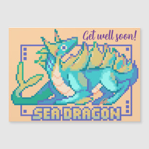 Sea dragon, pixel art, Get Well Soon Magnetic Invitation