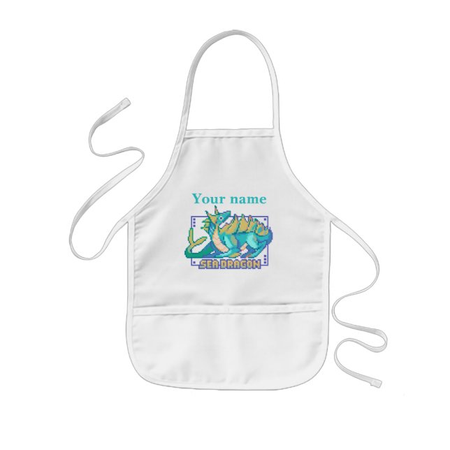 Sea dragon Pixel Art Kids Apron (Front)