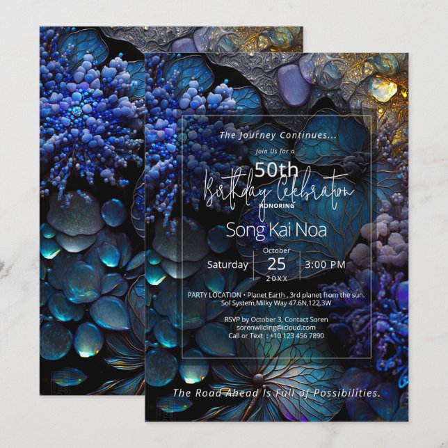 Sea Dreams | Botanical Gemstone Abstract Invitation (Front/Back)