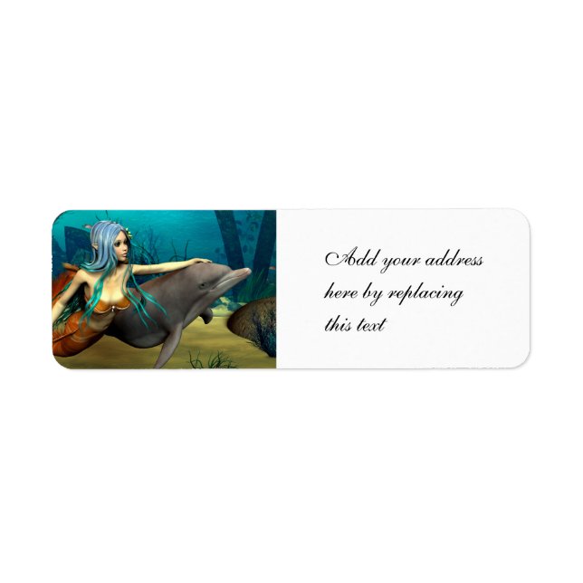 Sea Elf Mermaid and Dolphin Fantasy Art (Front)