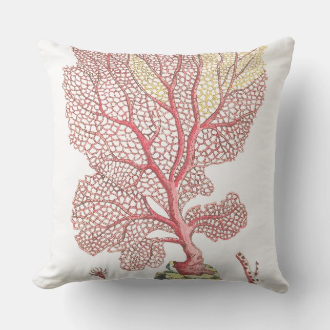 Sea Fan Illustration Throw Pillow (Front)