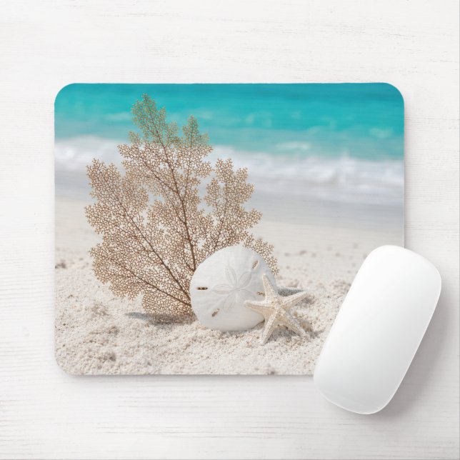 Sea Fan With Sand Dollar and Starfish Mouse Pad (With Mouse)